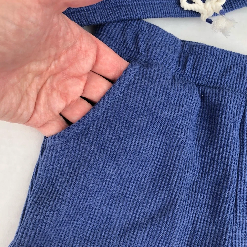 Toddler girl’s smoky blue thermal cinched hem-top and shorts set